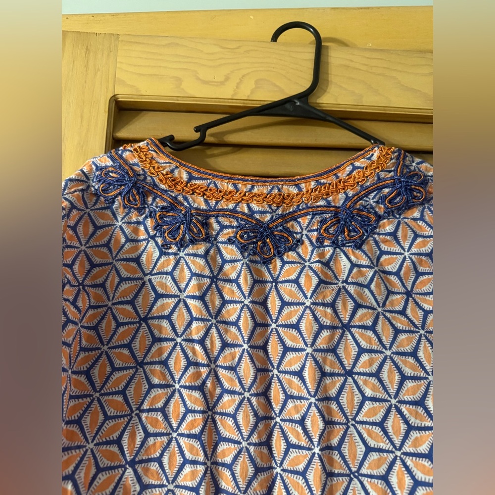 Roberta Roller Rabbit By Roberta Freymann Orange and Blue Geometric Tunic - Picture 7 of 8
